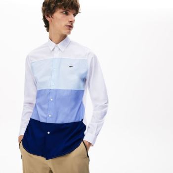 Lacoste Regular Fit Colorblock Cotton Shirt Pánské - Šortky Tmavě Blankyt Blankyt / Fialové / Světle